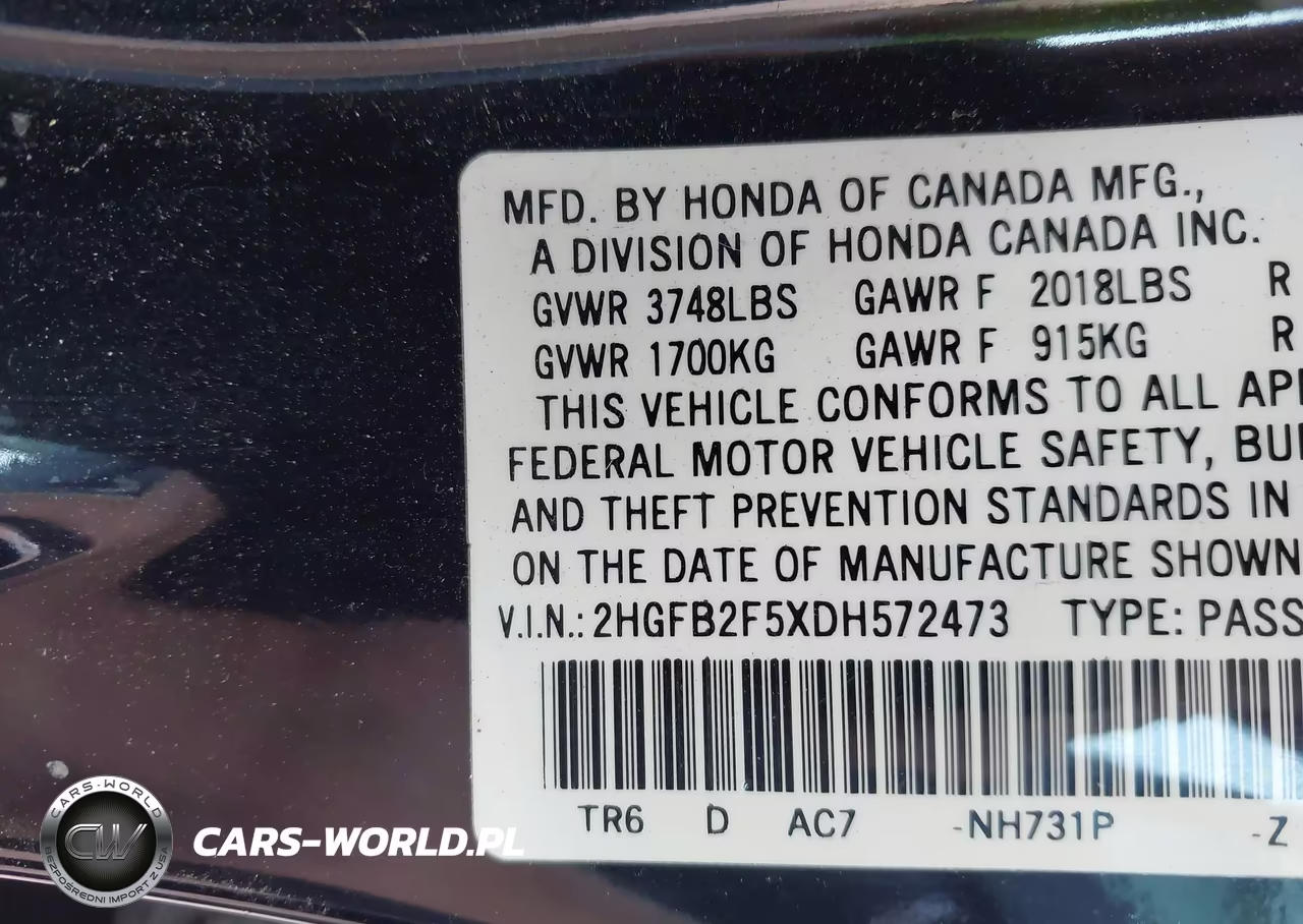 2013 Honda Civic Lx VIN:2HGFB2F5XDH572473 - 9