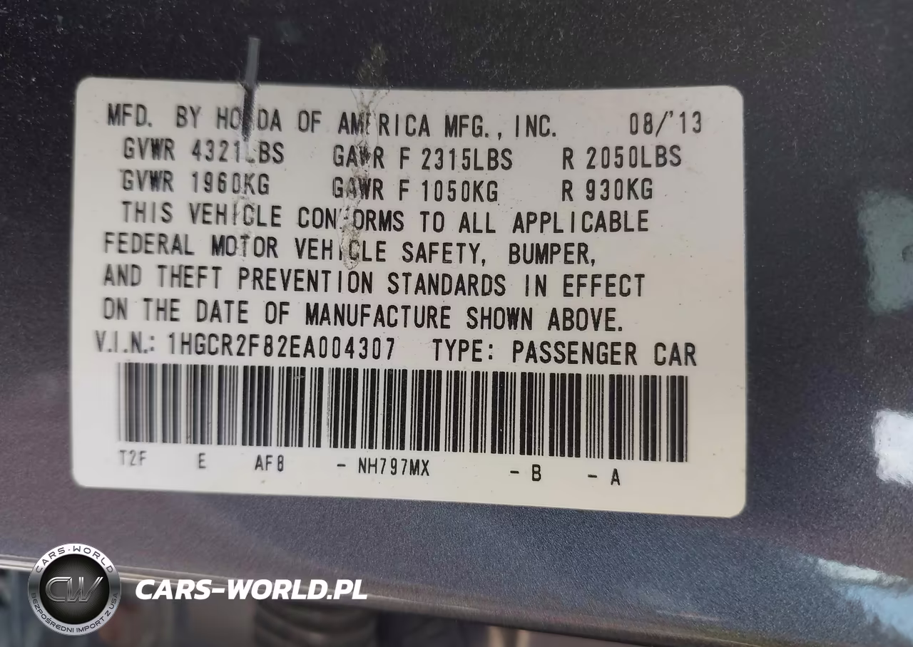 2014 Honda Accord Ex-L VIN:1HGCR2F82EA004307 - 9