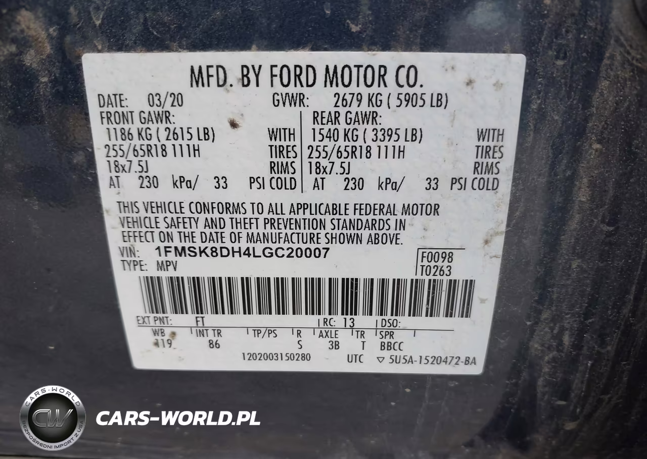 2020 Ford Explorer Xlt VIN:1FMSK8DH4LGC20007 - 9