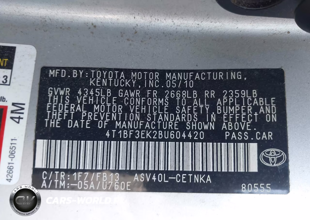 2011 Toyota Camry Le VIN:4T1BF3EK2BU604420 - 9