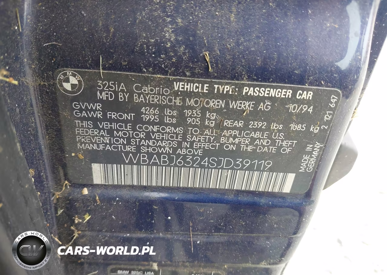 1995 BMW 325 Ic Automatic VIN:WBABJ6324SJD39119 - 9