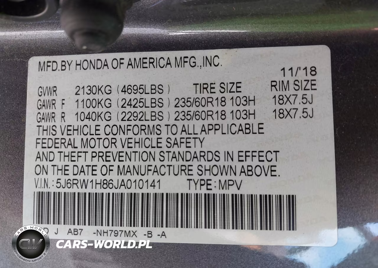 2018 Honda Cr-V Ex-L-Ex-L Navi VIN:5J6RW1H86JA010141 - 9