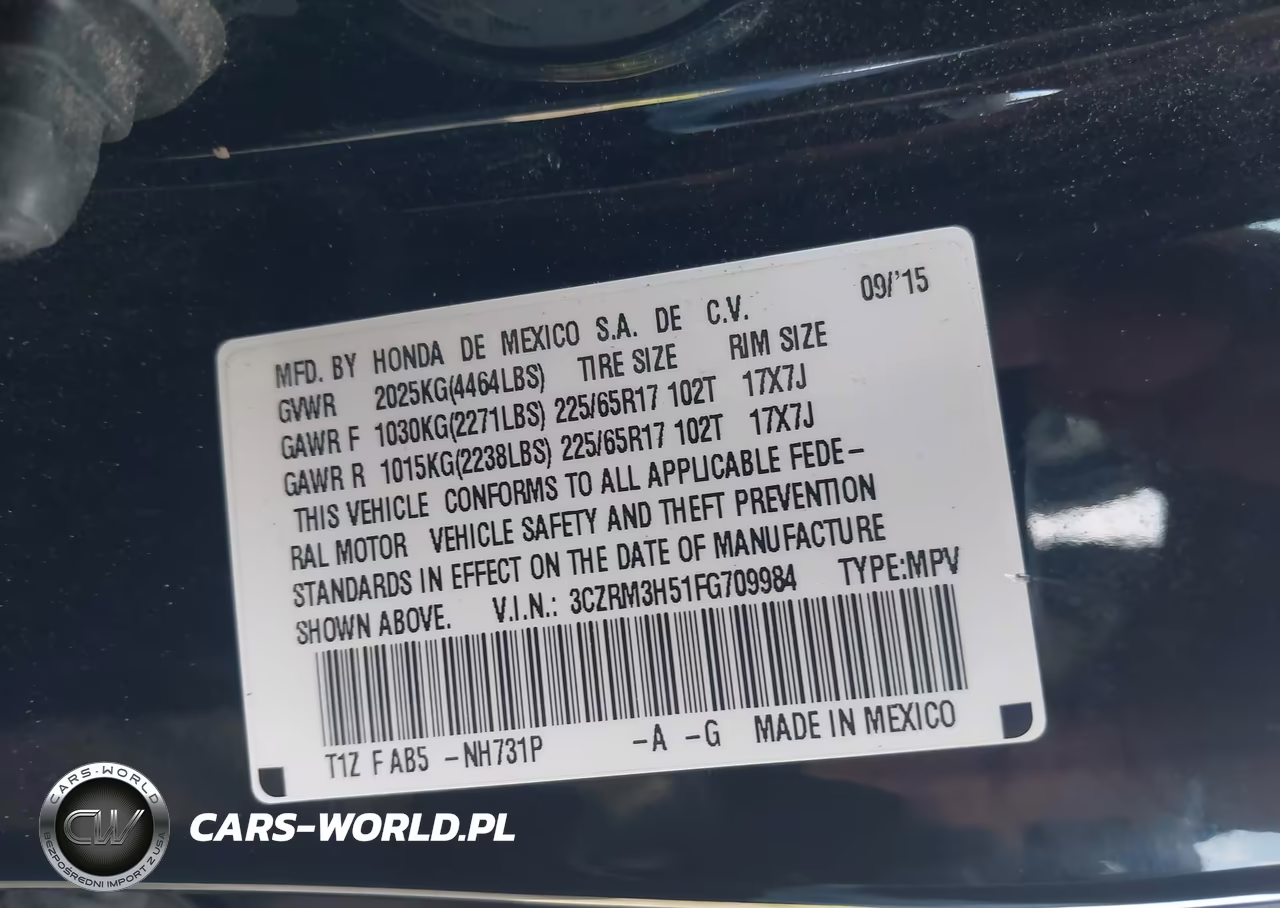 2015 Honda Cr-V Ex VIN:3CZRM3H51FG709984 - 9
