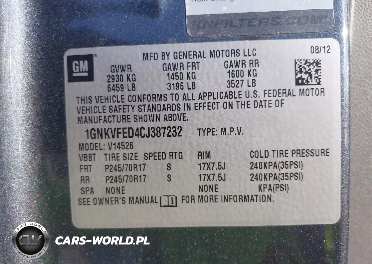 2012 Chevrolet Traverse Ls VIN:1GNKVFED4CJ387232 - 9