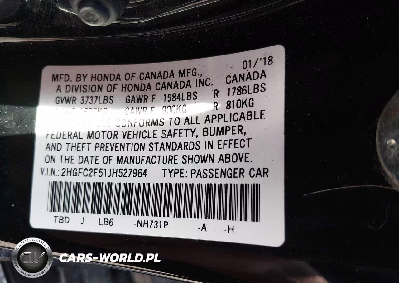 2018 Honda Civic Lx VIN:2HGFC2F51JH527964 - 9
