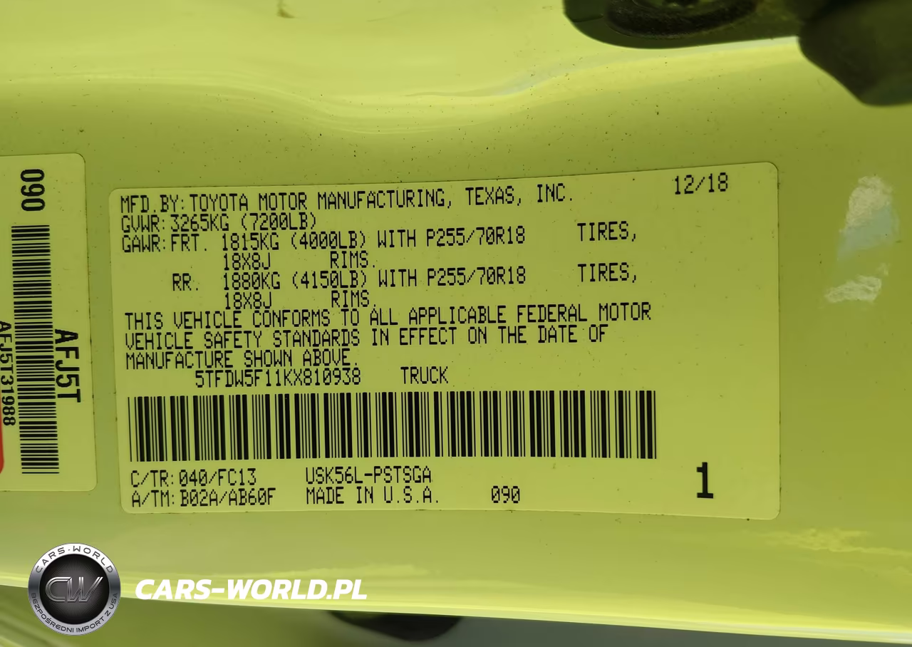 2019 Toyota Tundra Sr5 5.7L V8 VIN:5TFDW5F11KX810938 - 9