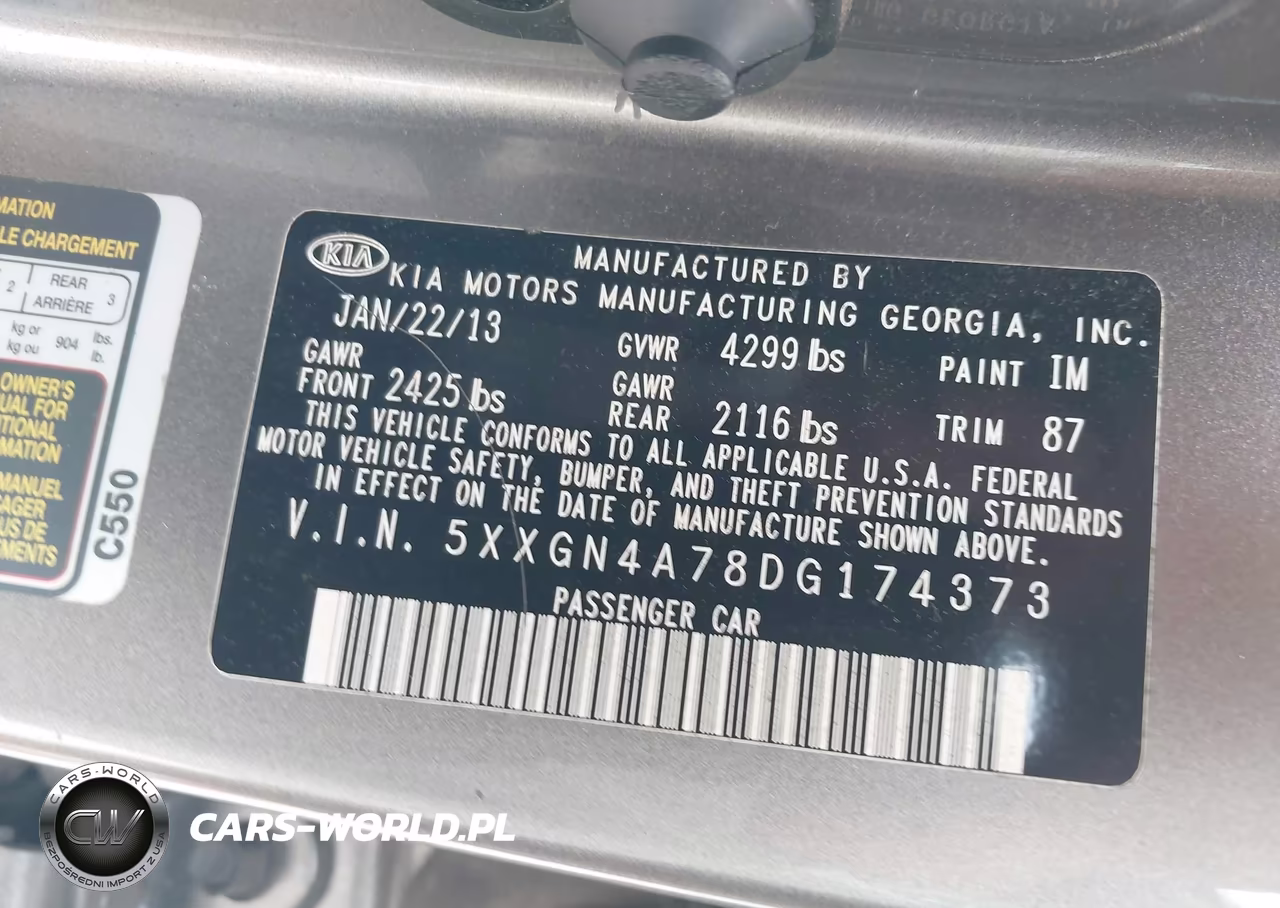 2013 Kia Optima Ex VIN:5XXGN4A78DG174373 - 9