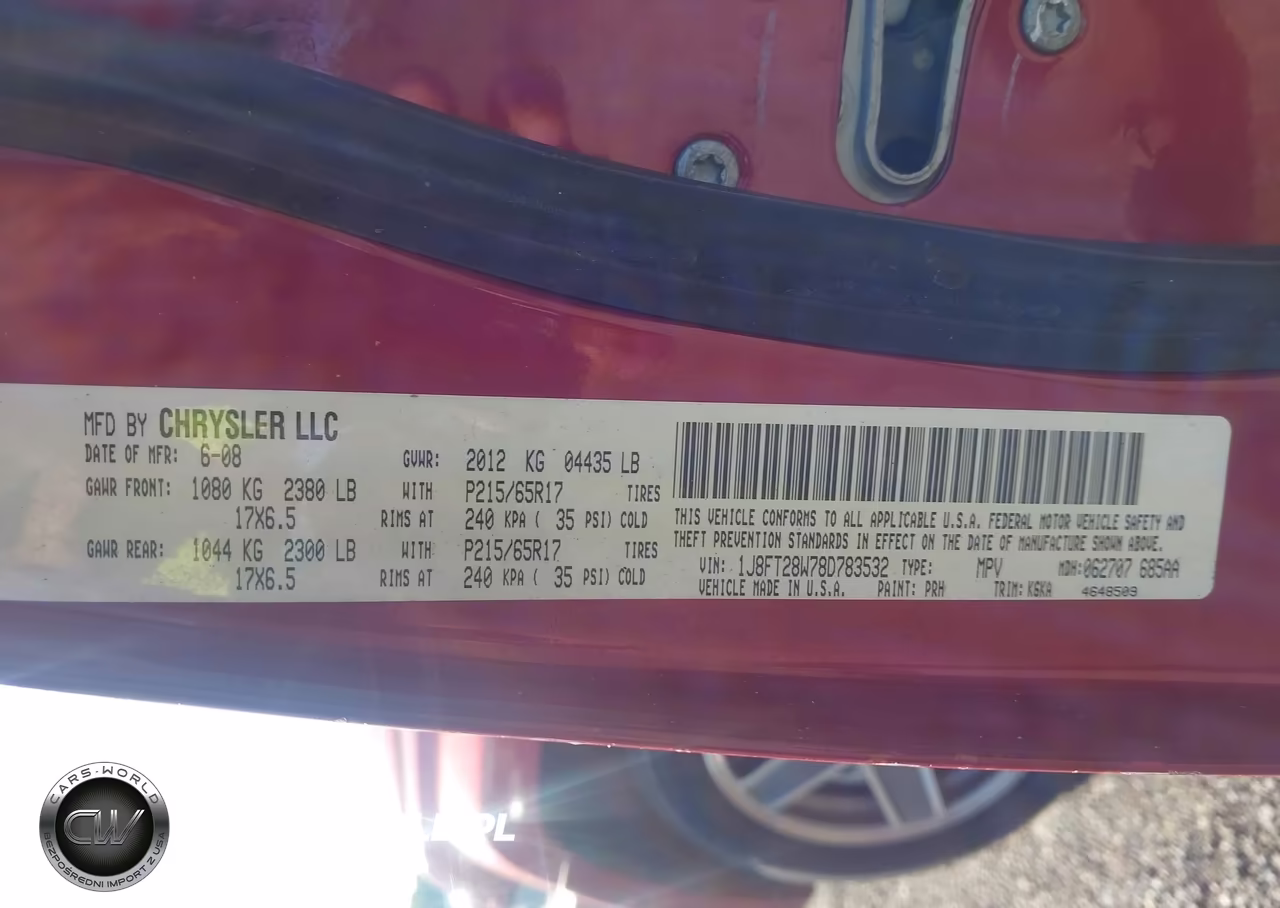 2008 Jeep Patriot Sport VIN:1J8FT28W78D783532 - 9