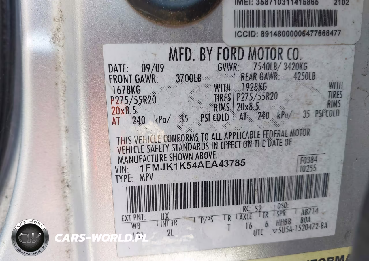 2010 Ford Expedition El Limited VIN:1FMJK1K54AEA43785 - 9