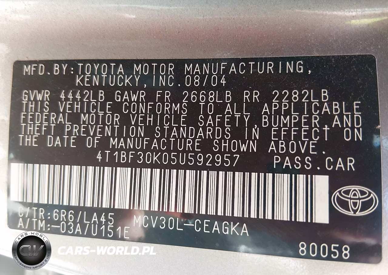 2005 Toyota Camry Xle V6 VIN:4T1BF30K05U592957 - 9