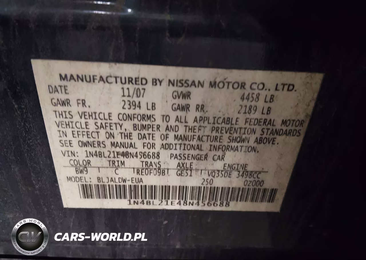 2008 Nissan Altima 3.5 Se VIN:1N4BL21E48N456688 - 9