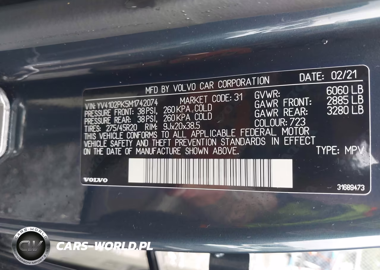 2021 Volvo Xc90 T5 Momentum 7 Passenger VIN:YV4102PK5M1742074 - 9