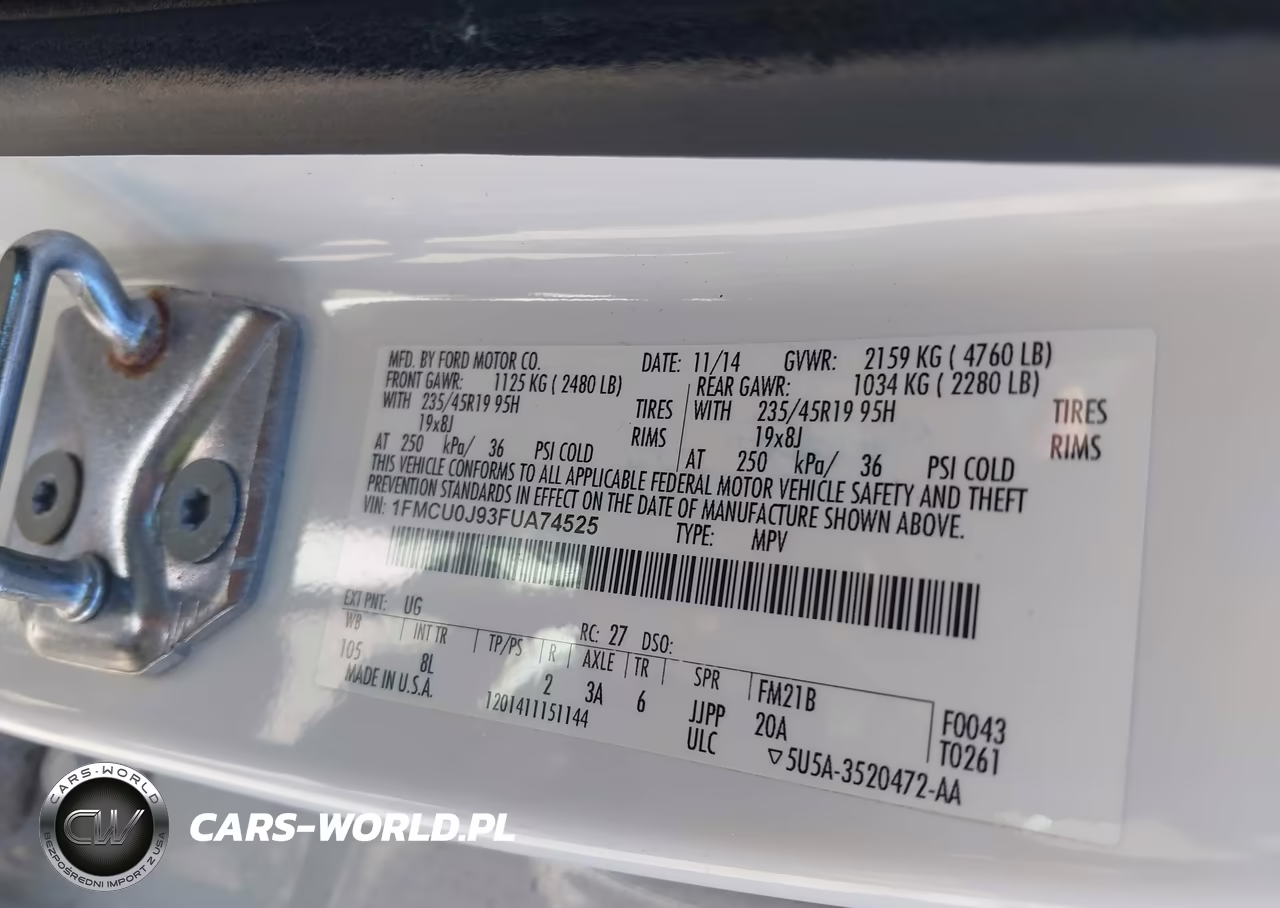 2015 Ford Escape Titanium VIN:1FMCU0J93FUA74525 - 9