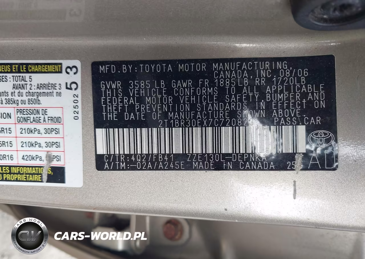 2007 Toyota Corolla Le VIN:2T1BR30EX7C720823 - 9