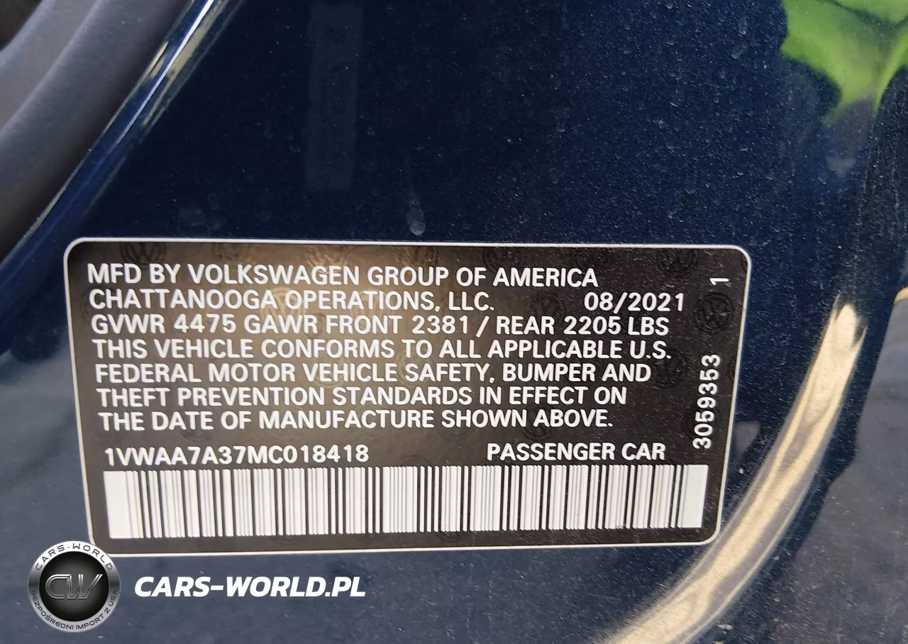 2021 Volkswagen Passat 2.0T S VIN:1VWAA7A37MC018418 - 9