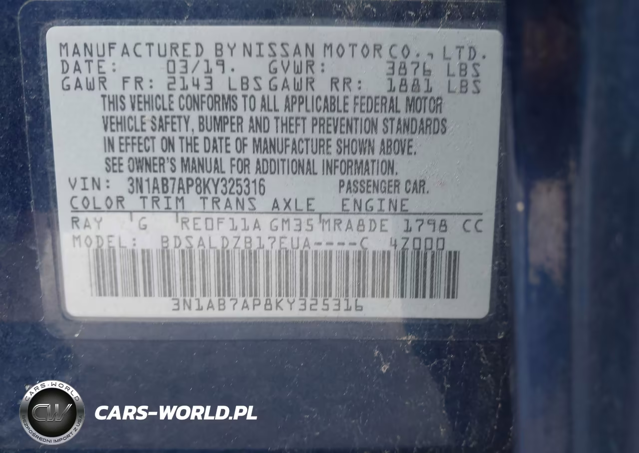 2019 Nissan Sentra Sv VIN:3N1AB7AP8KY325316 - 9