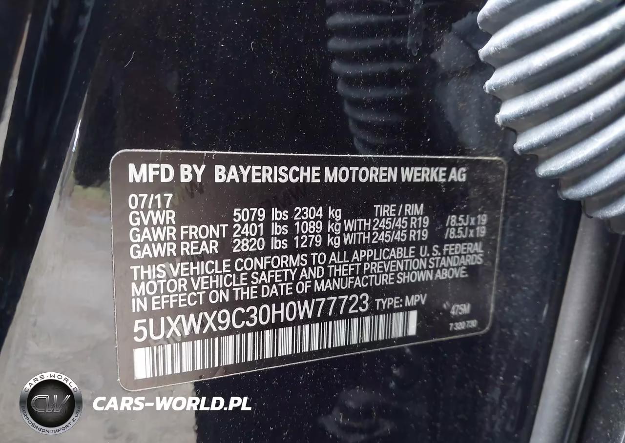 2017 BMW X3 xDrive28I VIN:5UXWX9C30H0W77723 - 9