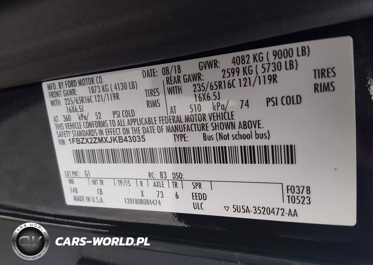 2018 Ford Transit-350 Xl VIN:1FBZX2ZMXJKB43035 - 9