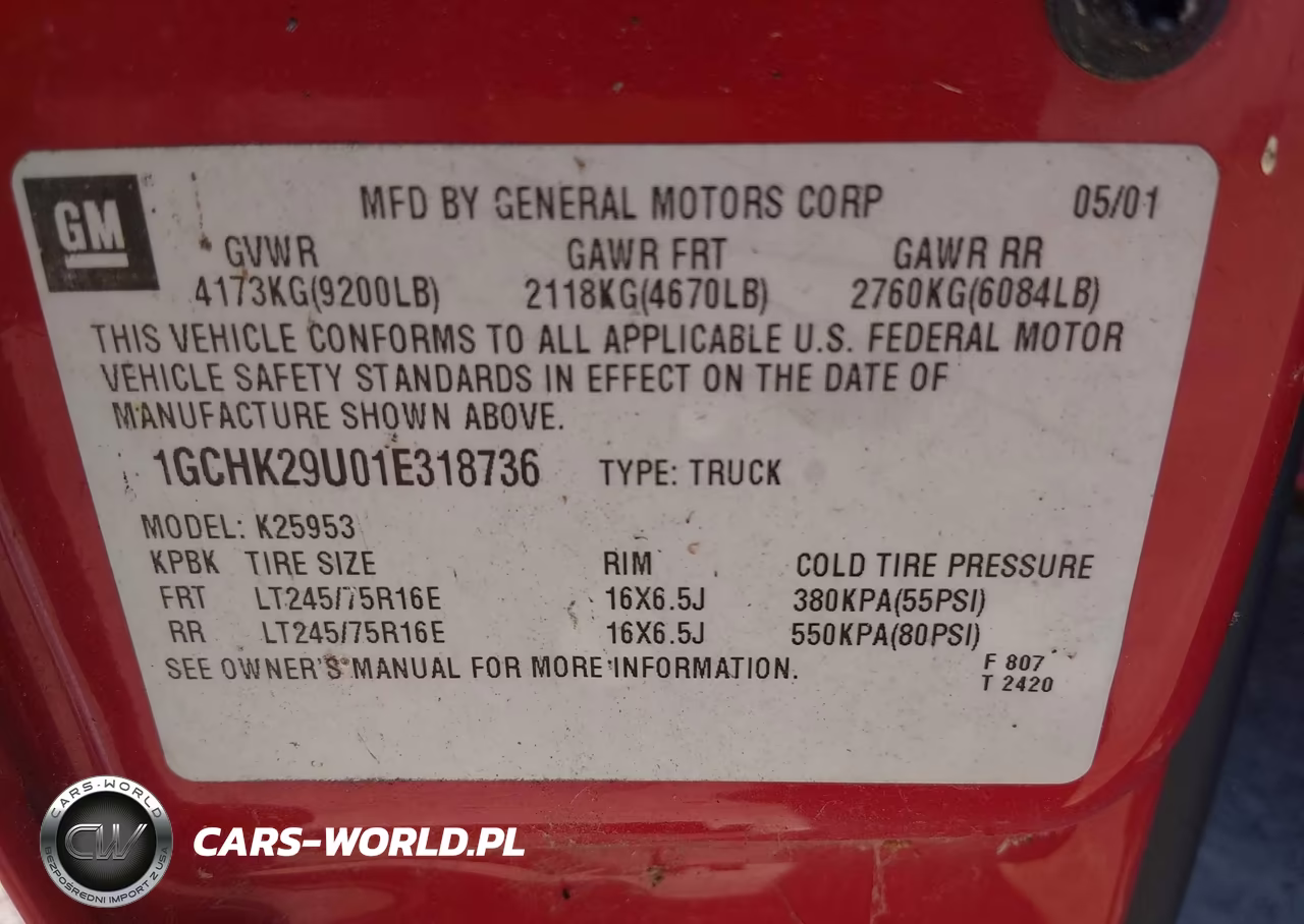 2001 Chevrolet Silverado K2500 Heavy Duty VIN:1GCHK29U01E318736 - 9