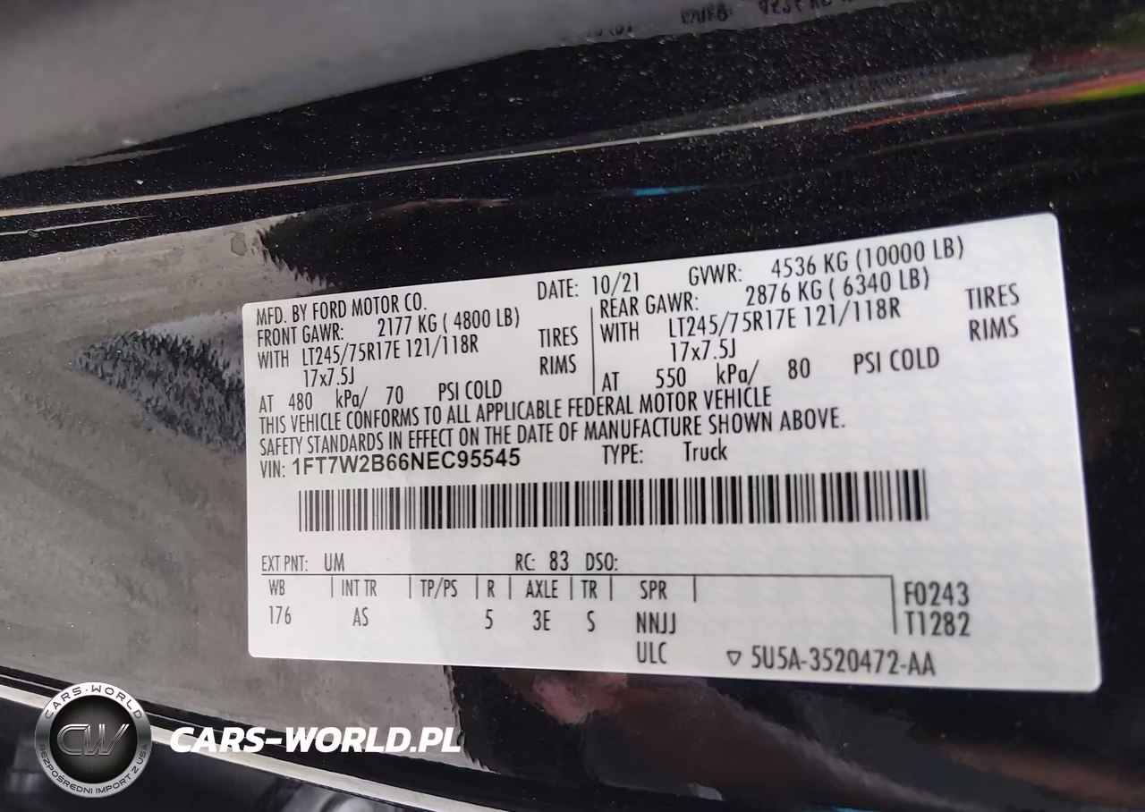 2022 Ford F250 Super Duty VIN:1FT7W2B66NEC95545 - 9