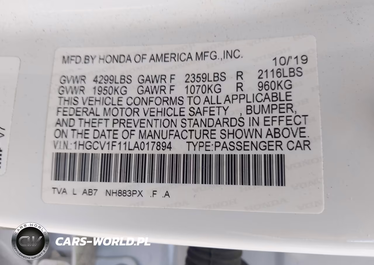 2020 Honda Accord Lx VIN:1HGCV1F11LA017894 - 9