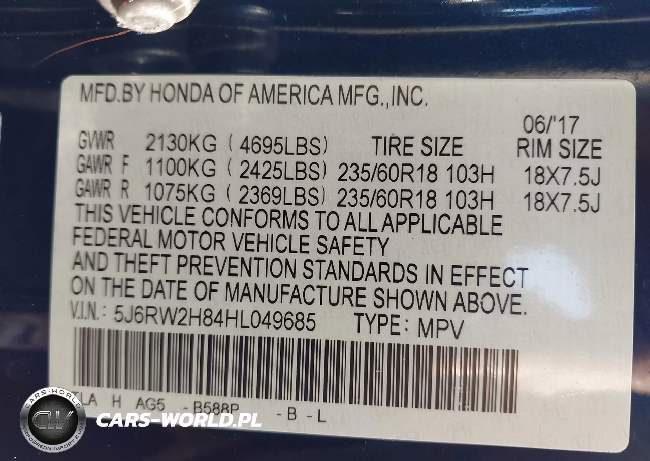 2017 Honda Cr-V Exl VIN:5J6RW2H84HL049685 - 9