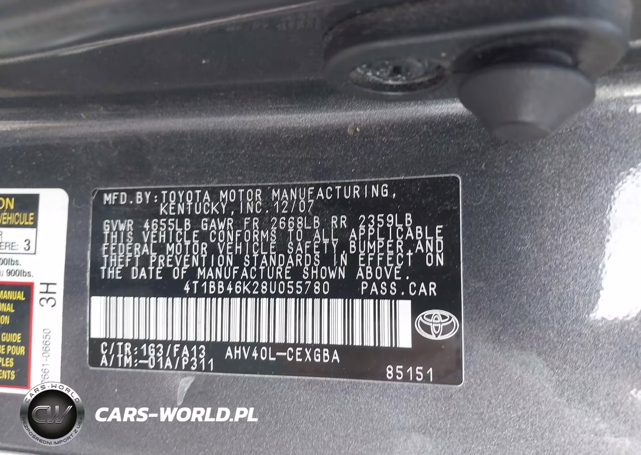 2008 Toyota Camry Hybrid VIN:4T1BB46K28U055780 - 9