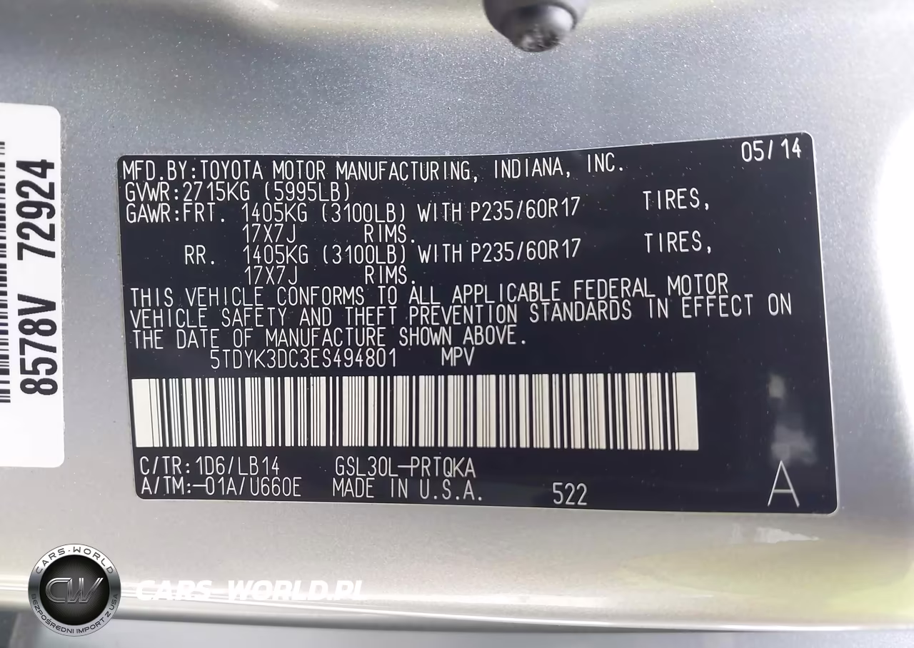 2014 Toyota Sienna Xle V6 8 Passenger VIN:5TDYK3DC3ES494801 - 9