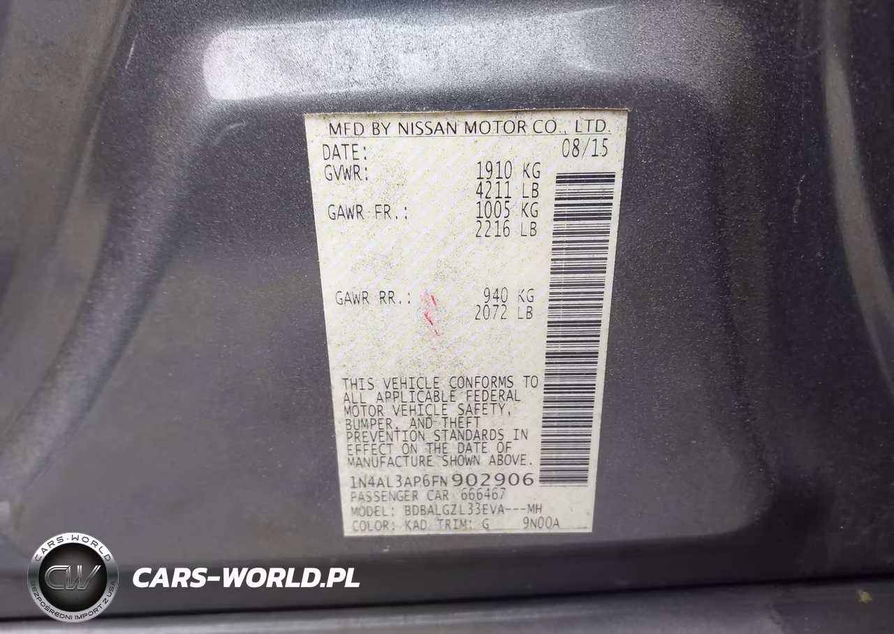 2015 Nissan Altima 2.5 S VIN:1N4AL3AP6FN902906 - 9