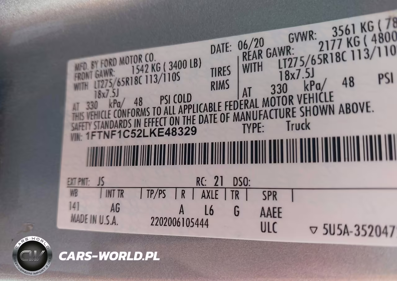 2020 Ford F-150 Xl VIN:1FTNF1C52LKE48329 - 9