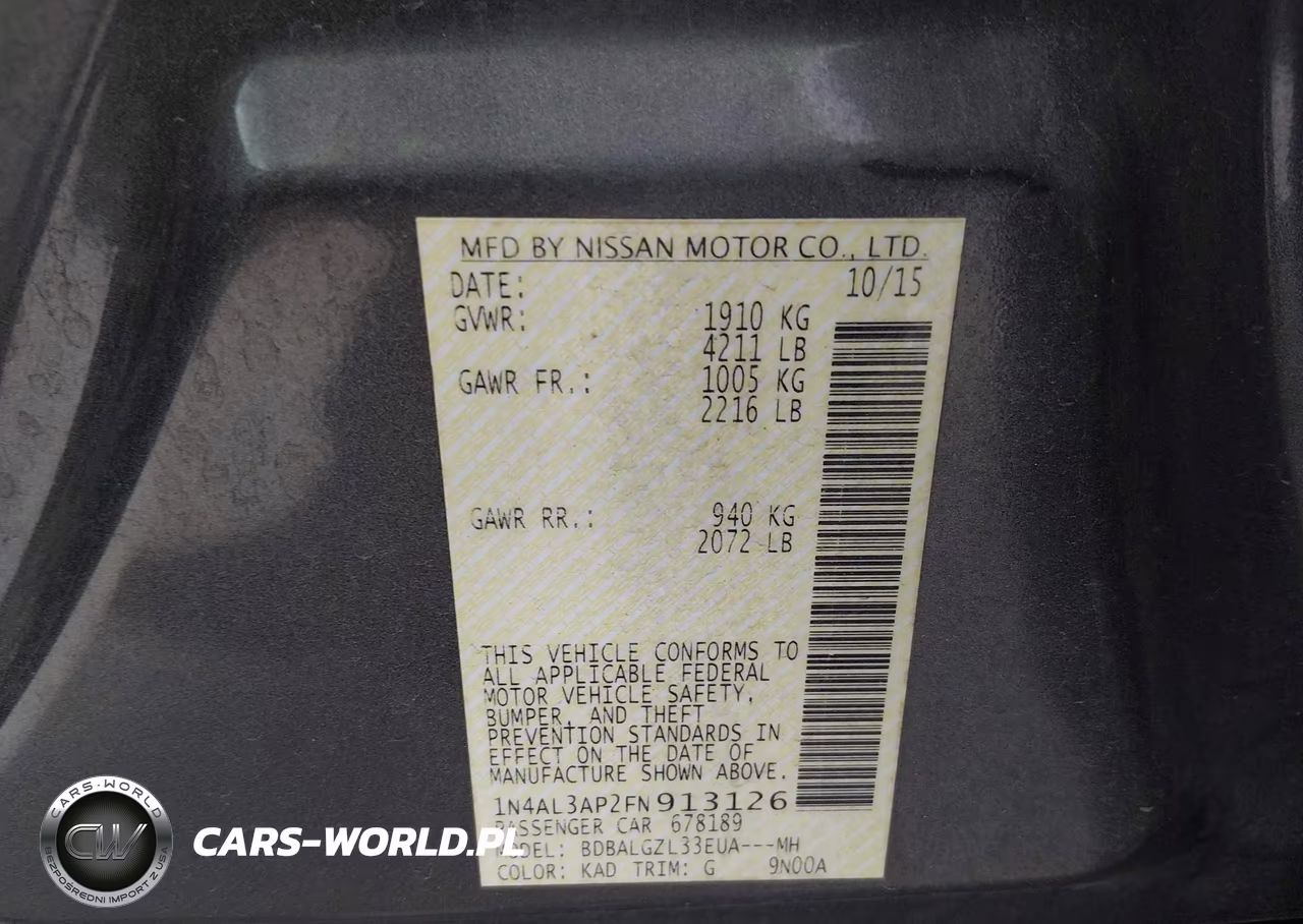 2015 Nissan Altima 2.5 S VIN:1N4AL3AP2FN913126 - 9