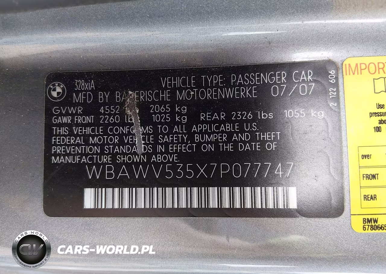2007 BMW 328Xi VIN:WBAWV535X7P077747 - 9