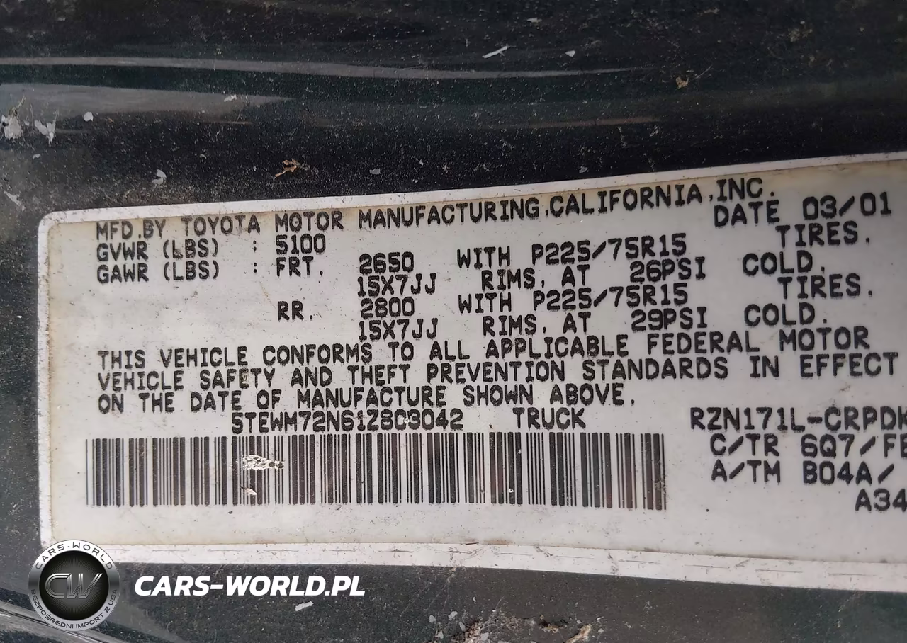 2001 Toyota Tacoma VIN:5TEWM72N61Z803042 - 9