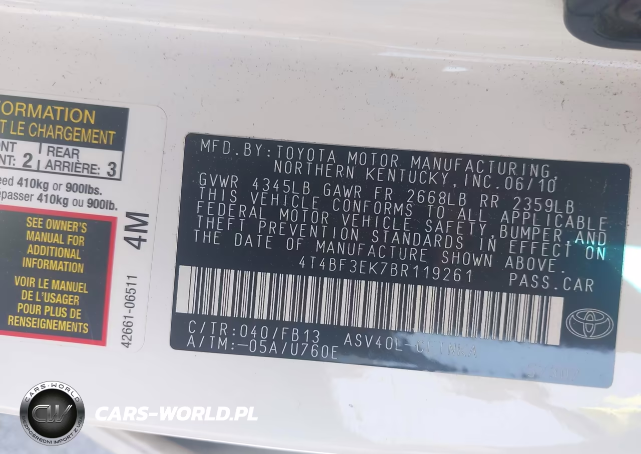 2011 Toyota Camry Le VIN:4T4BF3EK7BR119261 - 9