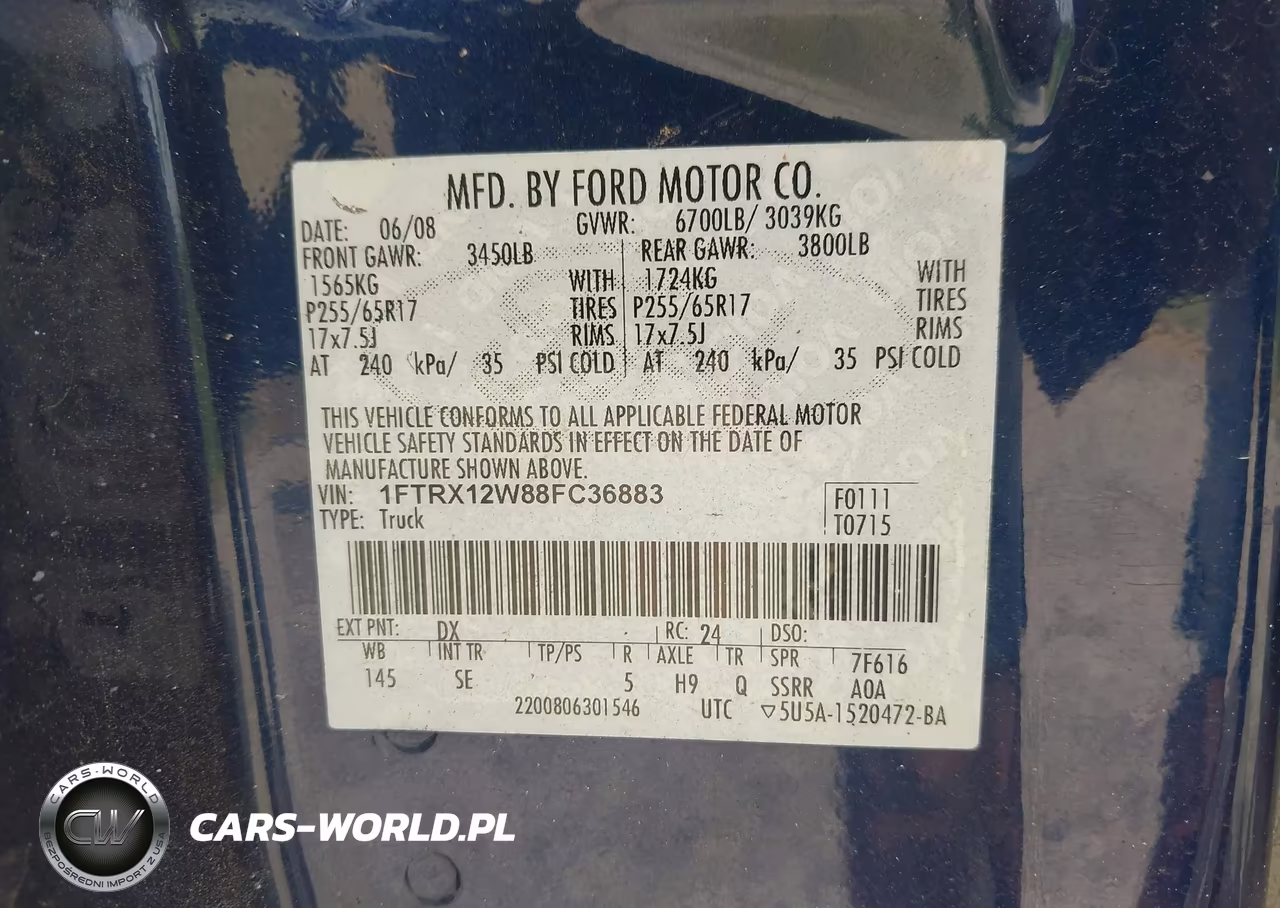 2008 Ford F-150 Fx2-Stx-Xl-Xlt VIN:1FTRX12W88FC36883 - 9