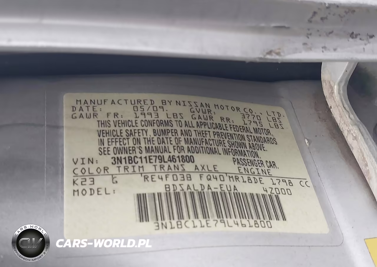 2009 Nissan Versa 1.8S VIN:3N1BC11E79L461800 - 9