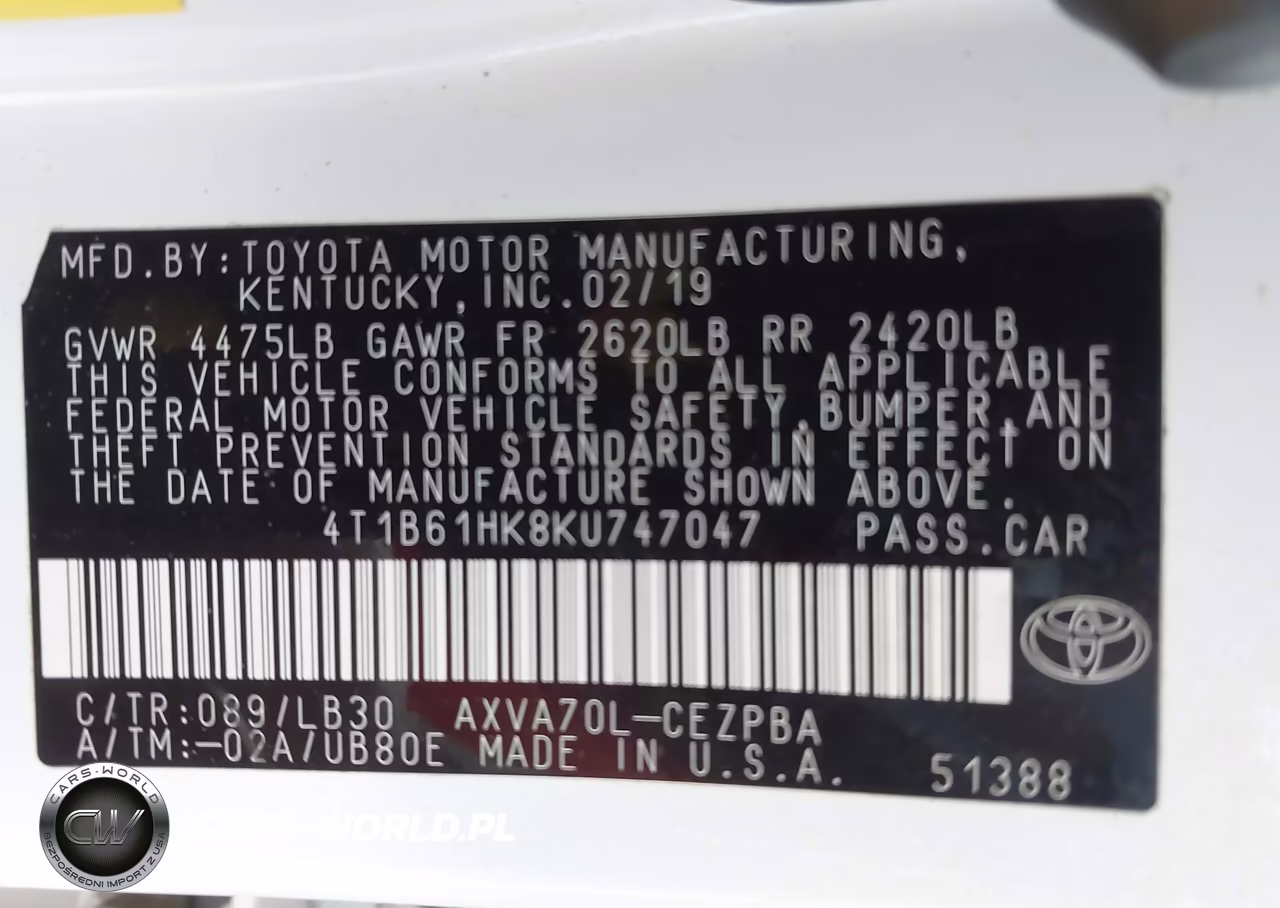 2019 Toyota Camry Xse VIN:4T1B61HK8KU747047 - 9