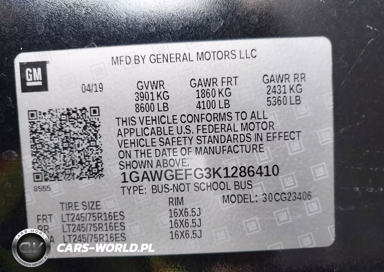 2019 Chevrolet Express 2500 Ls VIN:1GAWGEFG3K1286410 - 9