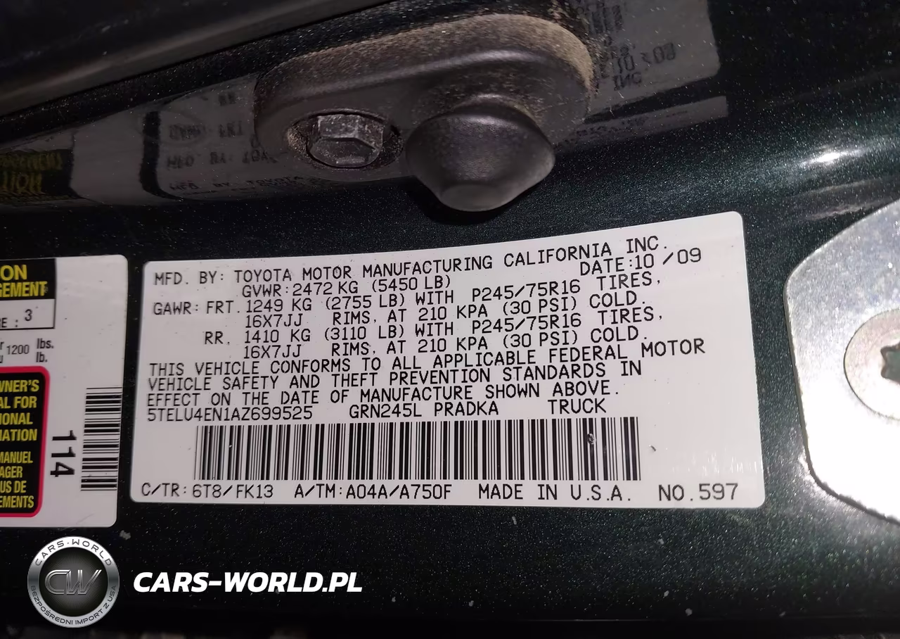 2010 Toyota Tacoma Base V6 VIN:5TELU4EN1AZ699525 - 9