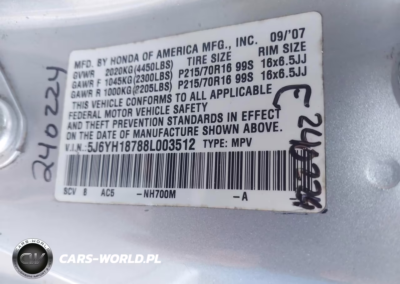 2008 Honda Element Ex VIN:5J6YH18788L003512 - 9
