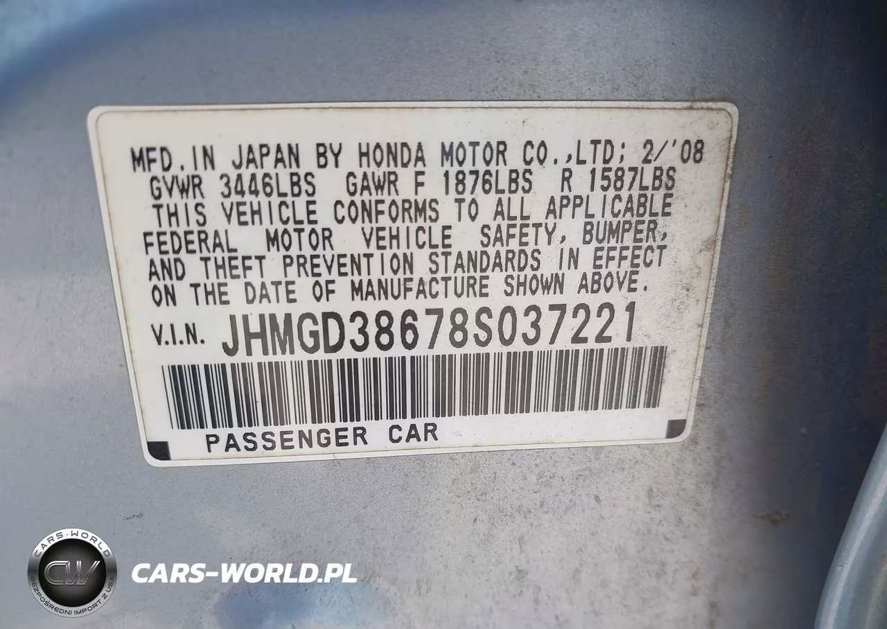 2008 Honda Fit Sport VIN:JHMGD38678S037221 - 9
