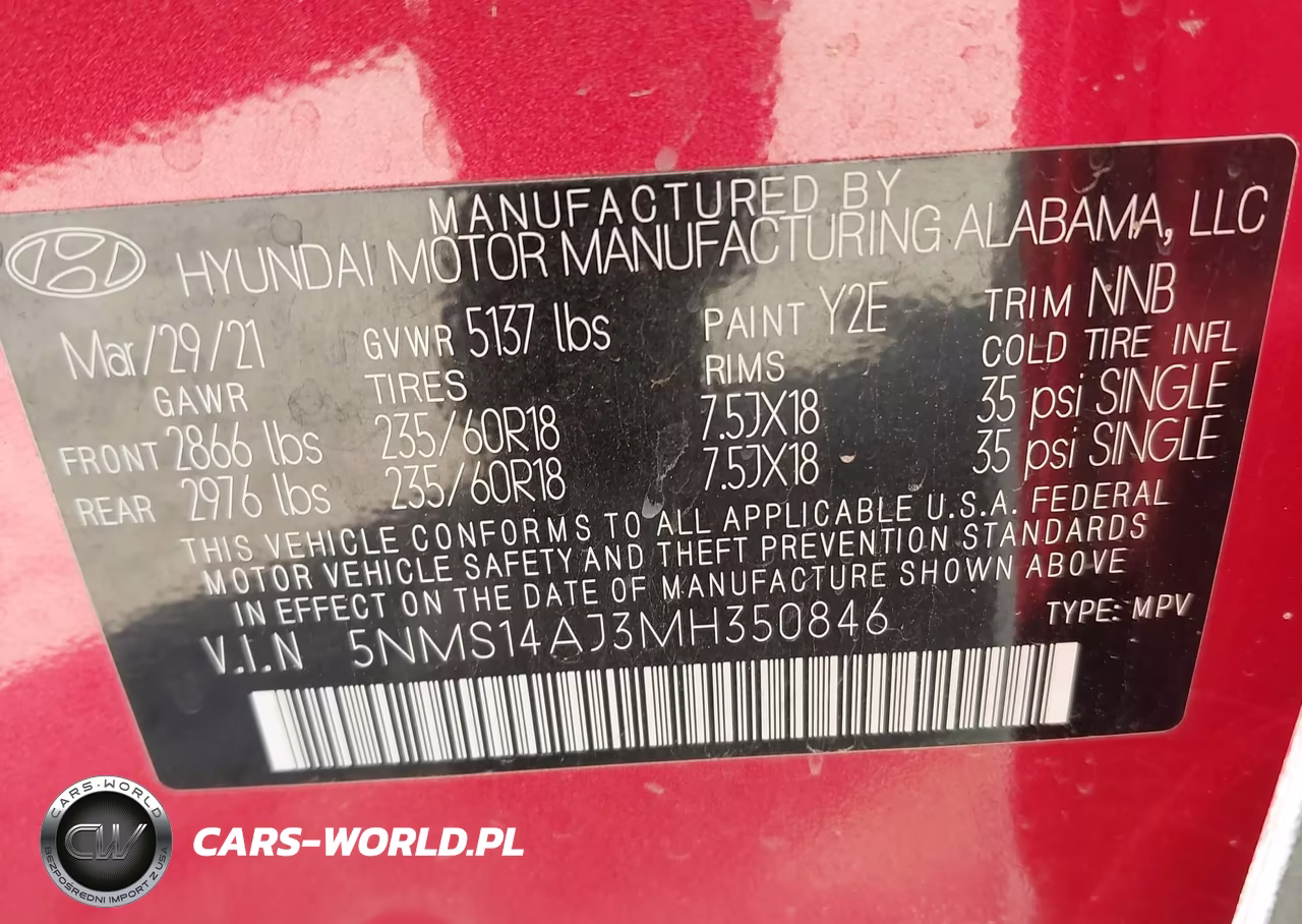 2021 Hyundai Santa Fe Se VIN:5NMS14AJ3MH350846 - 9