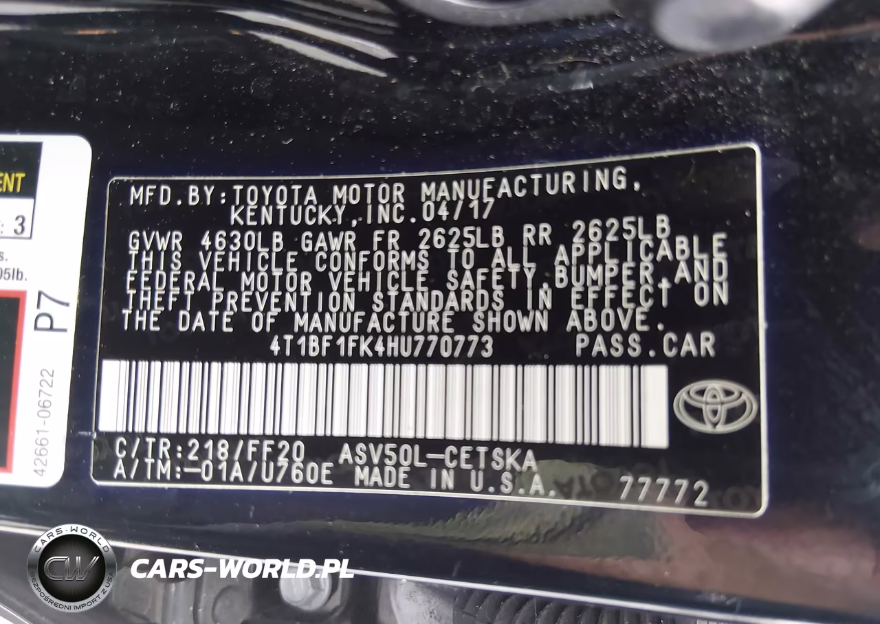 2017 Toyota Camry Se VIN:4T1BF1FK4HU770773 - 9