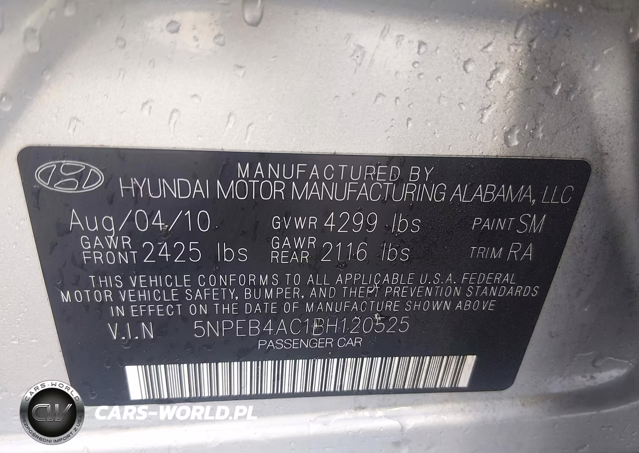 2011 Hyundai Sonata Gls VIN:5NPEB4AC1BH120525 - 9