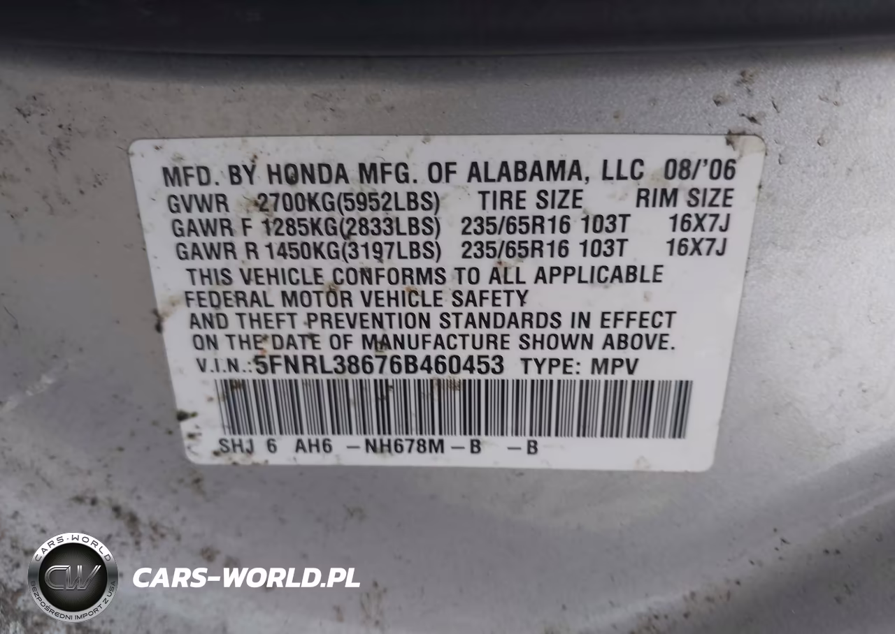 2006 Honda Odyssey Ex-L VIN:5FNRL38676B460453 - 9