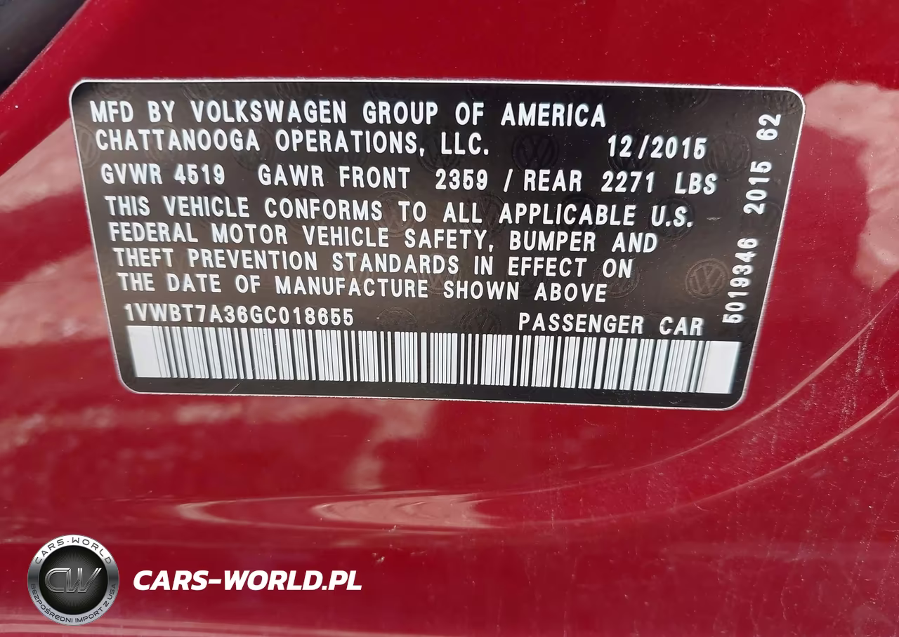 2016 Volkswagen Passat 1.8T Se VIN:1VWBT7A36GC018655 - 9