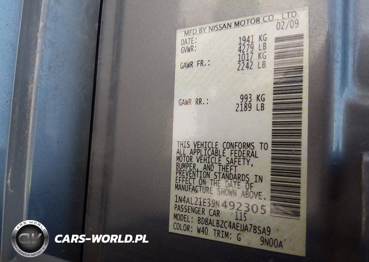 2009 Nissan Altima 2.5 S VIN:1N4AL21E39N492305 - 9