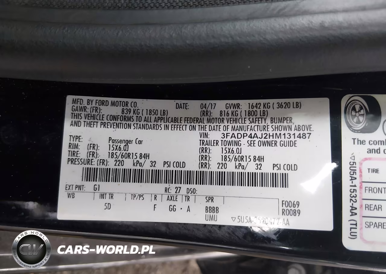 2017 Ford Fiesta S VIN:3FADP4AJ2HM131487 - 9