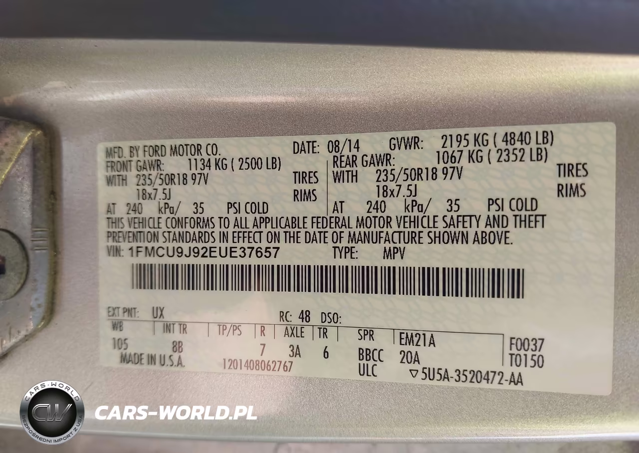 2014 Ford Escape Titanium VIN:1FMCU9J92EUE37657 - 9