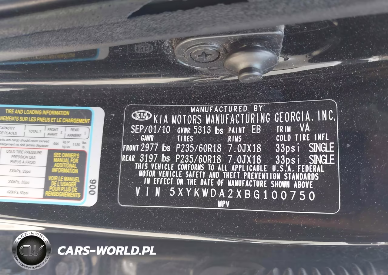 2011 Kia Sorento Sx V6 VIN:5XYKWDA2XBG100750 - 9
